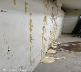 中和景平路中醫診地下室連續壁漏水，施作高壓灌注及負壓防水施工